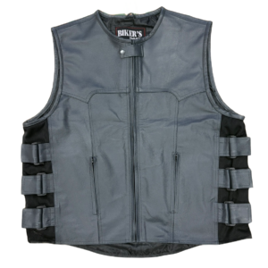 Police Charcoal style leather vest